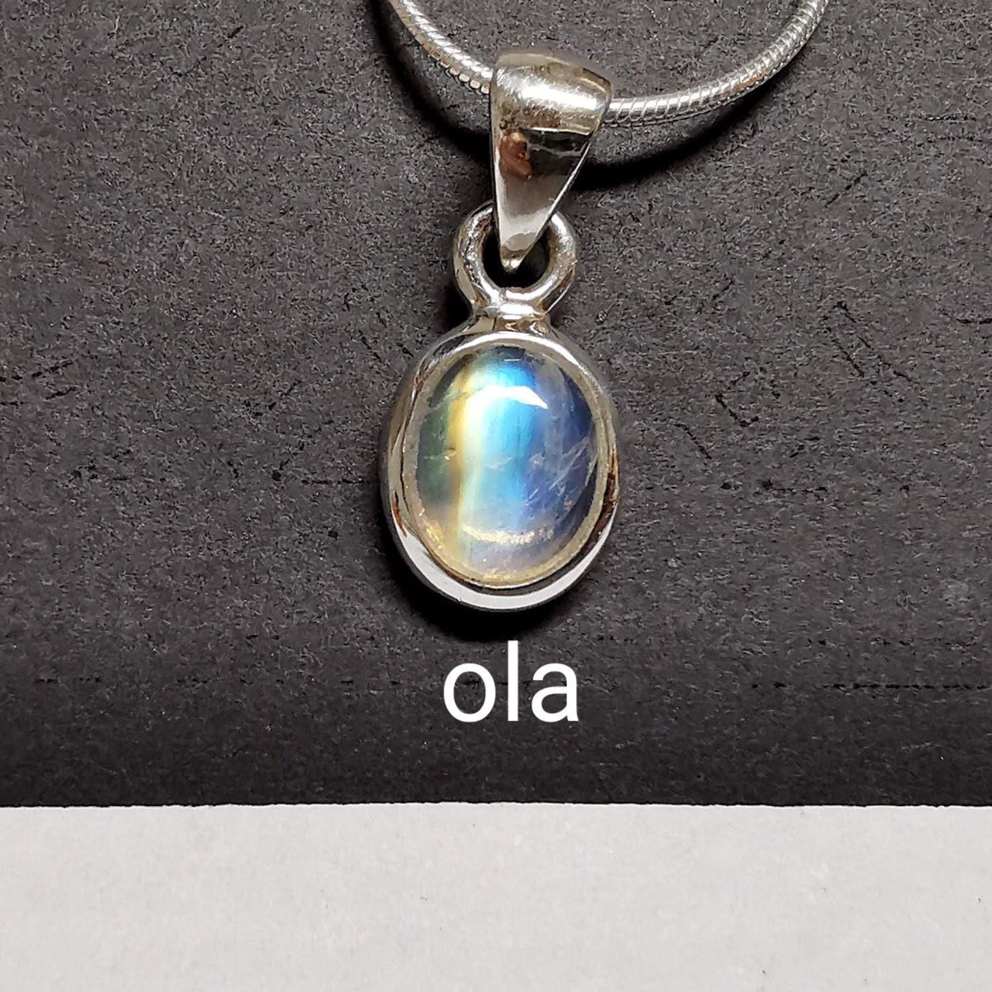 Silber Anhänger mit Mondstein, Klein