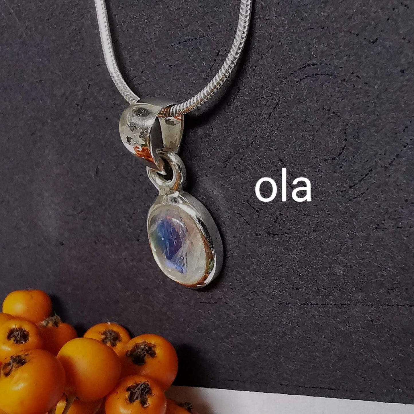 Silber Anhänger mit Mondstein, Klein