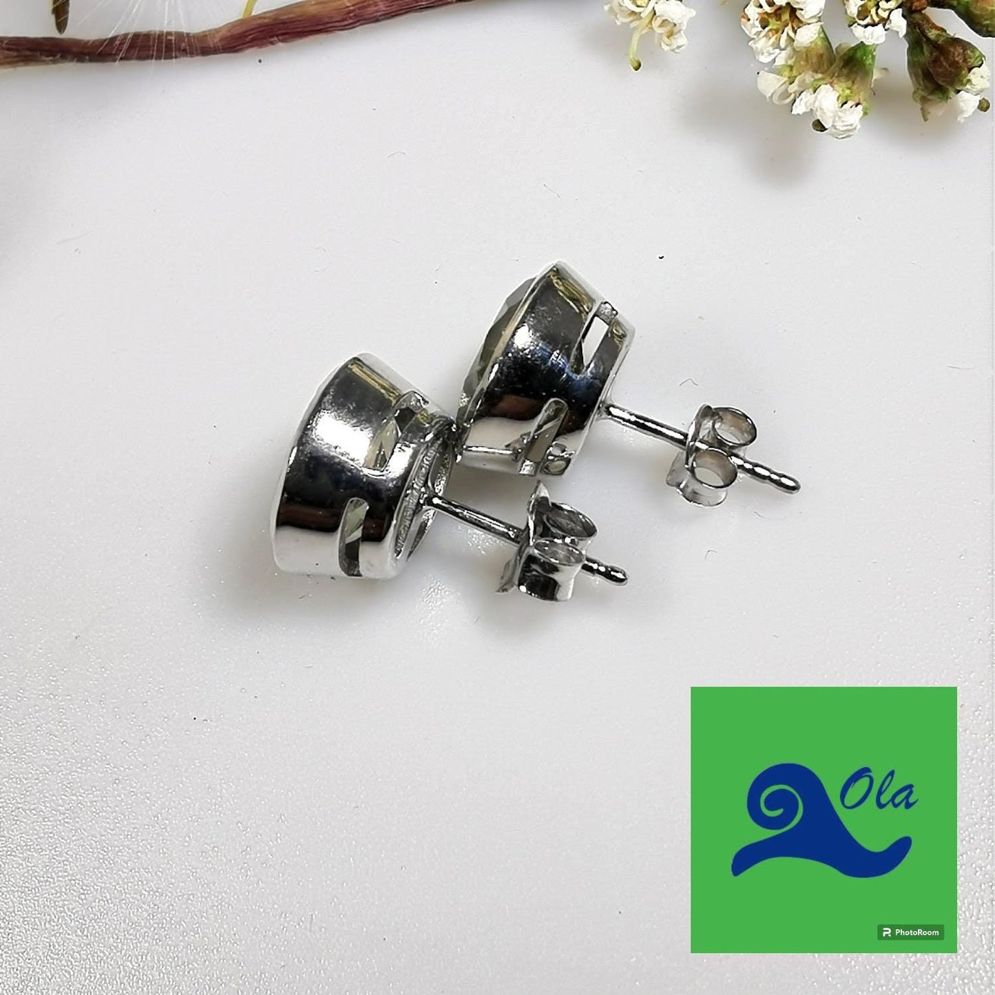 Silber Ohrstecker mit Prasiolith