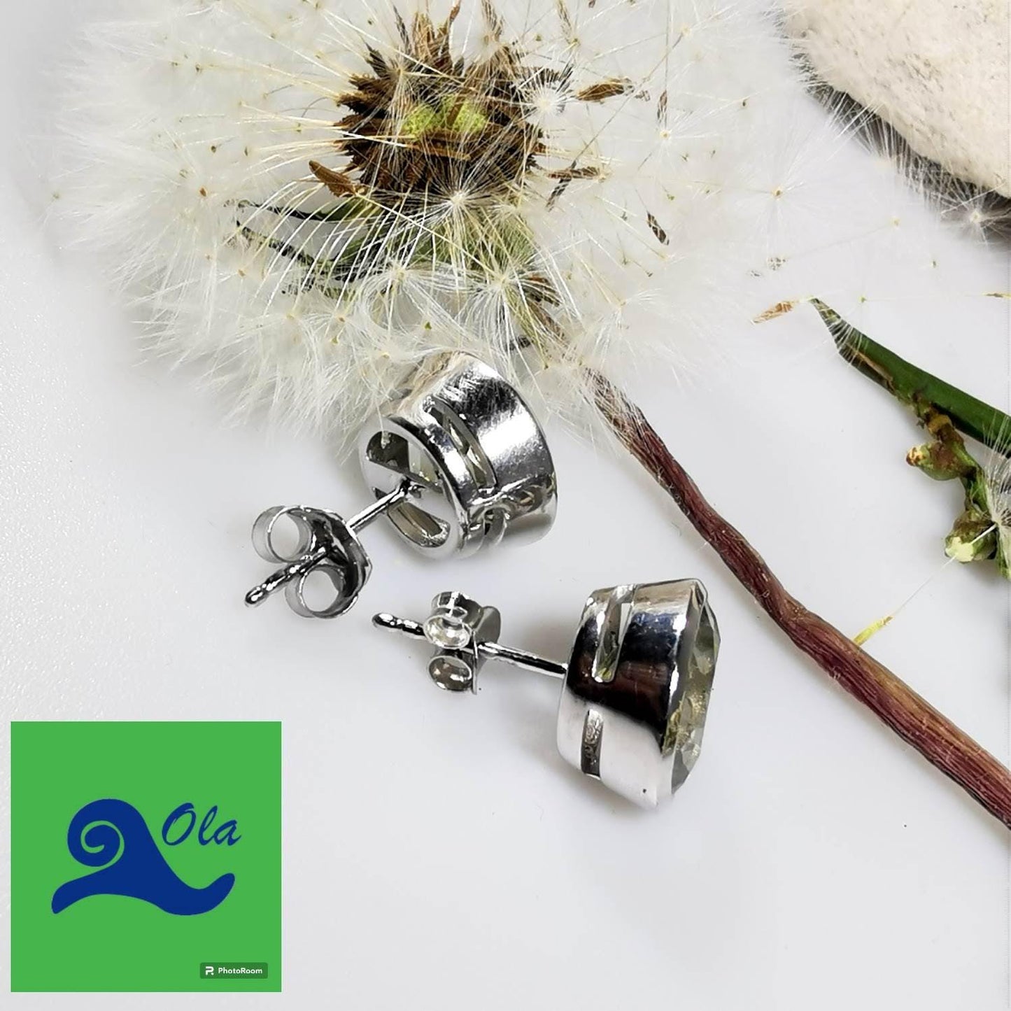 Silber Ohrstecker mit Prasiolith