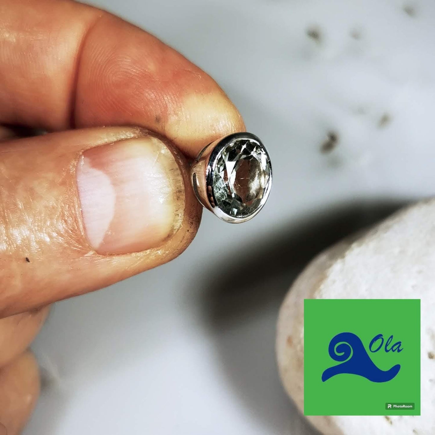 Silber Ohrstecker mit Prasiolith