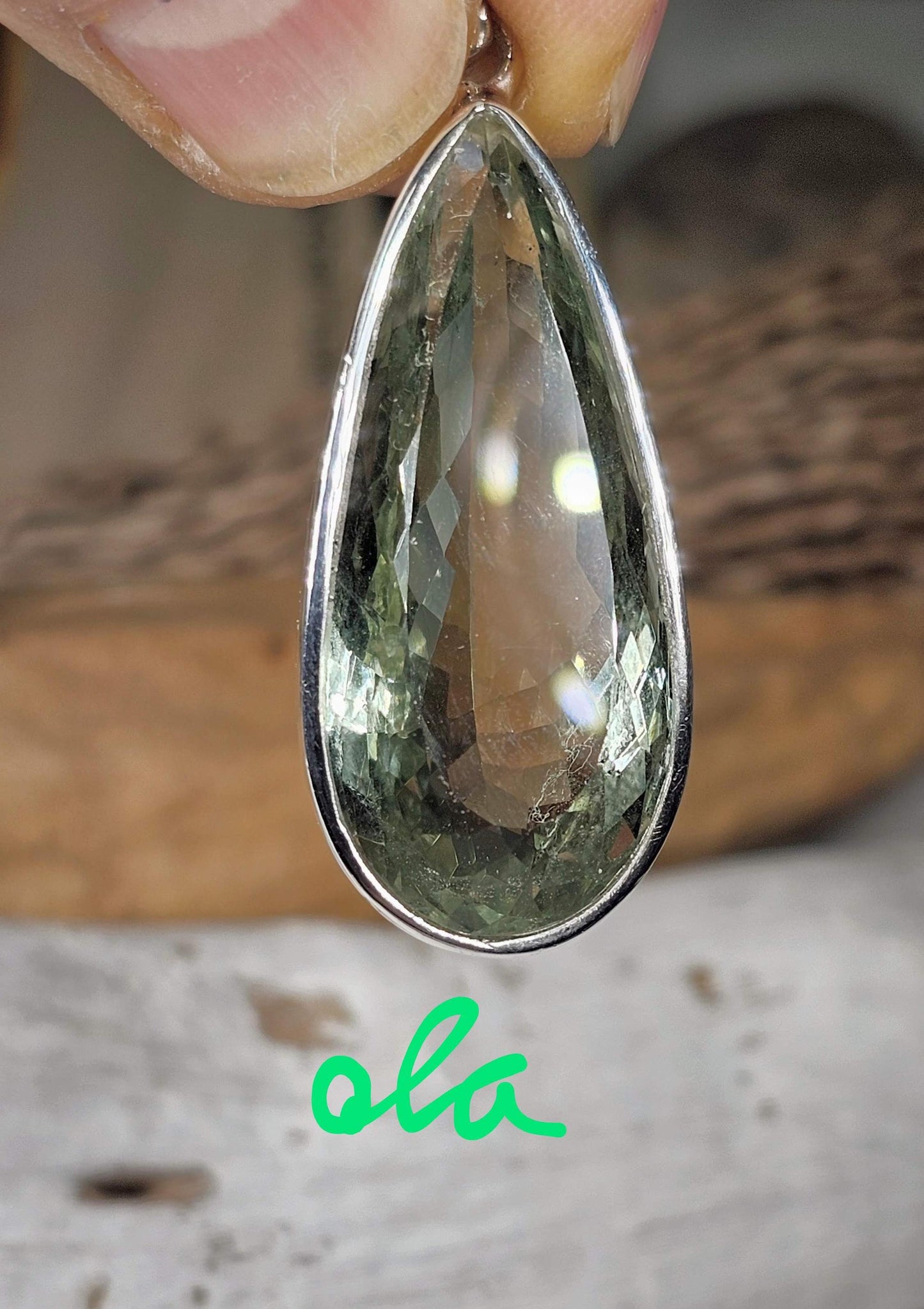 Silber Anhänger mit Prasiolith