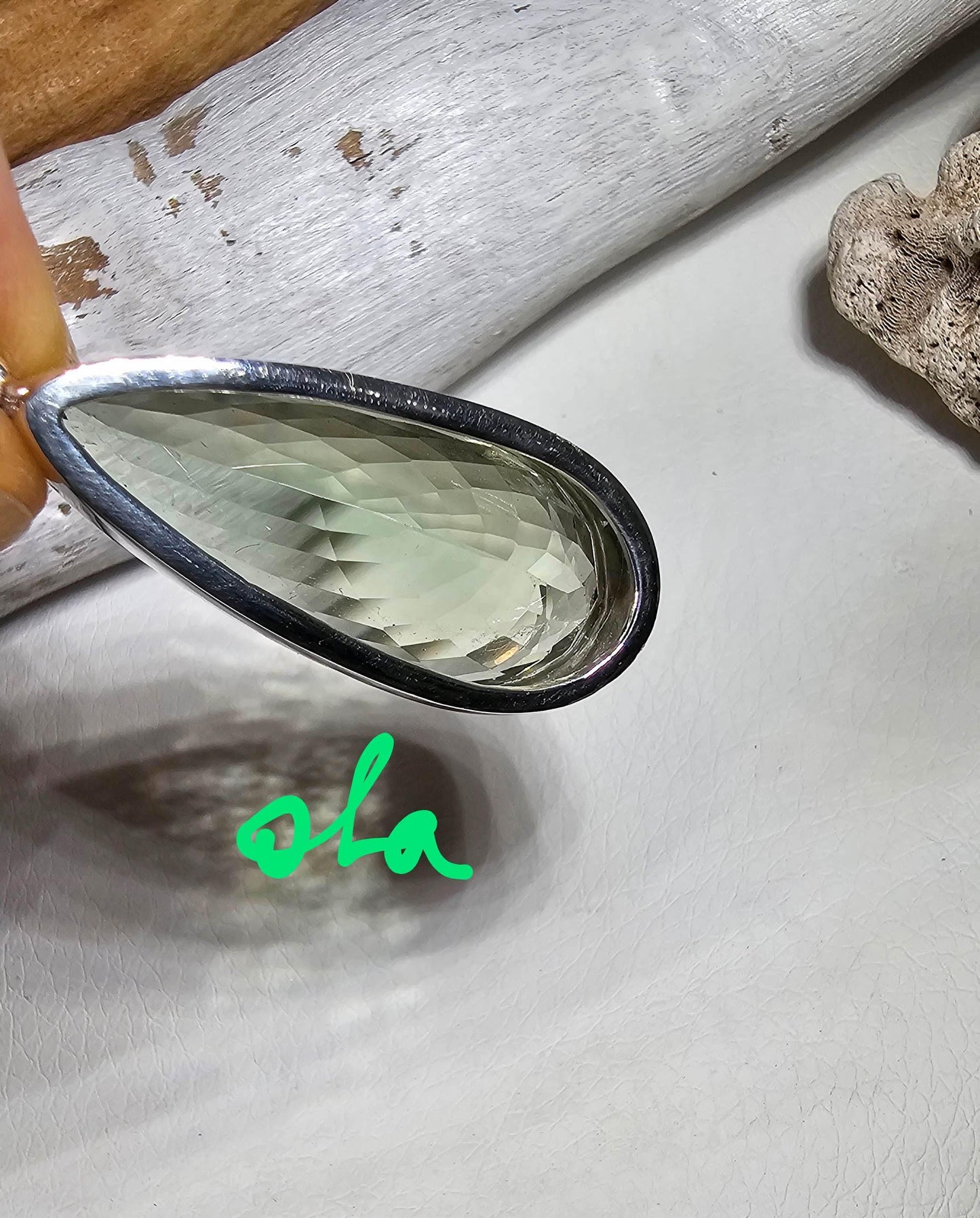 Silber Anhänger mit Prasiolith