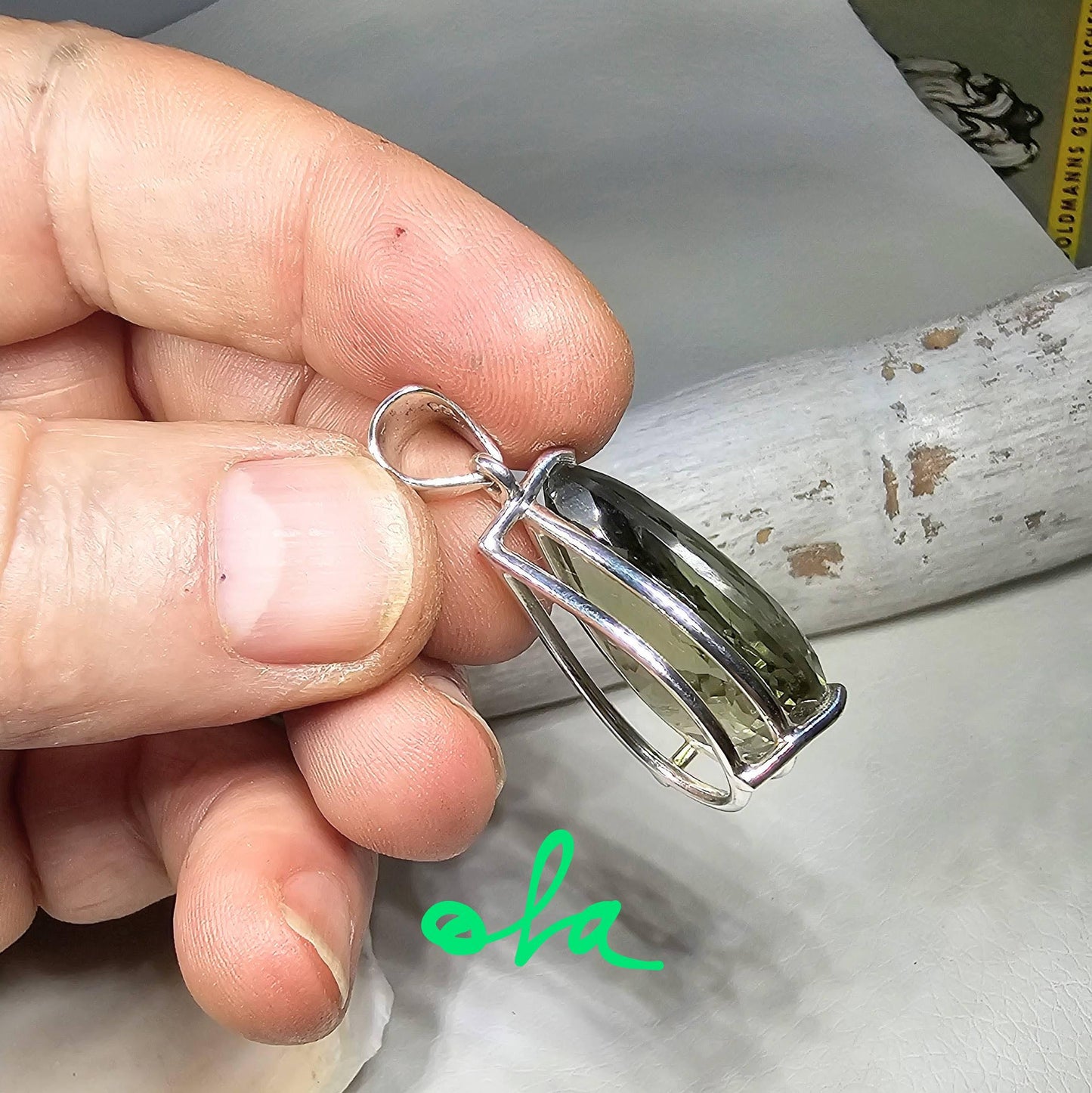 Silber Anhänger mit Prasiolith