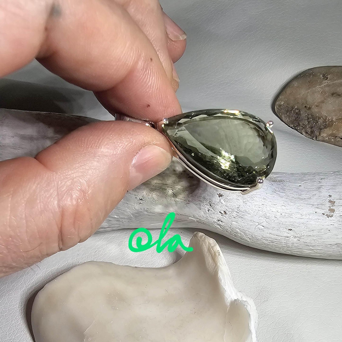 Silber Anhänger mit Prasiolith