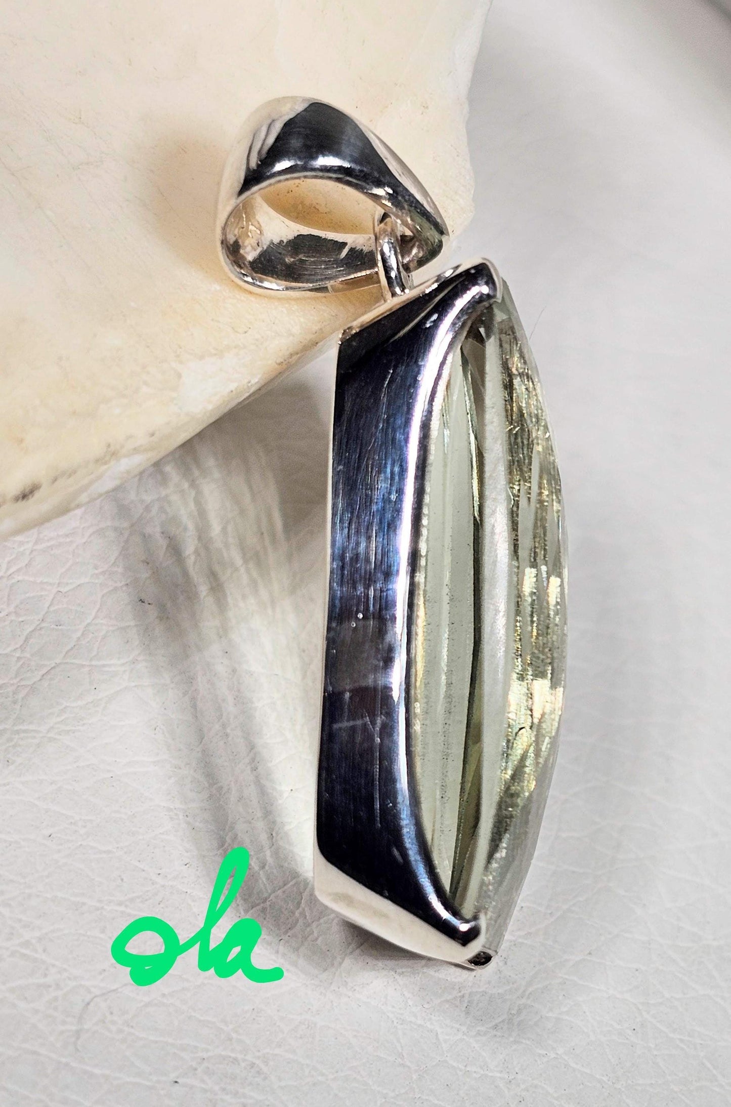 Silber Anhänger mit Prasiolith