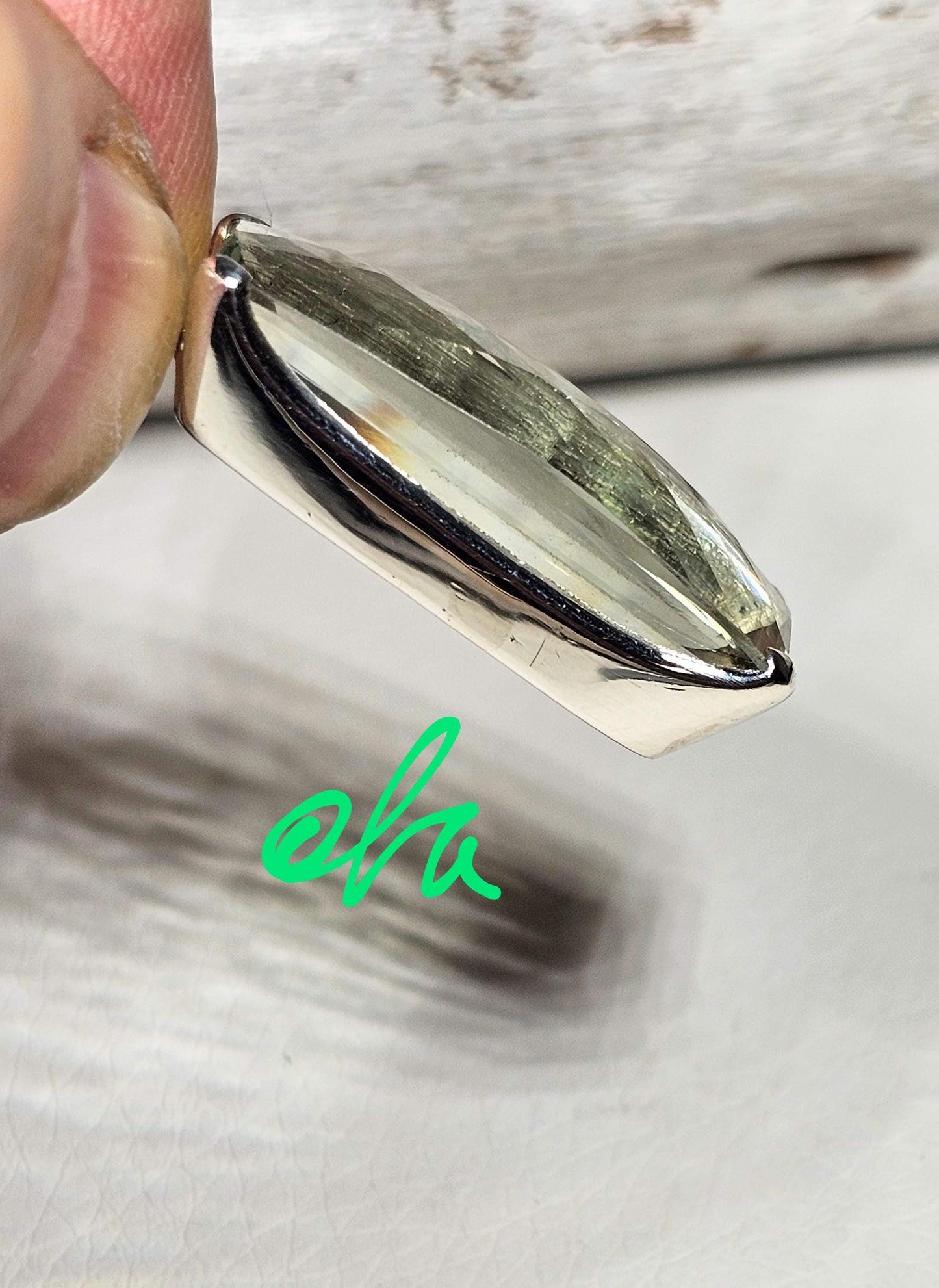Silber Anhänger mit Prasiolith