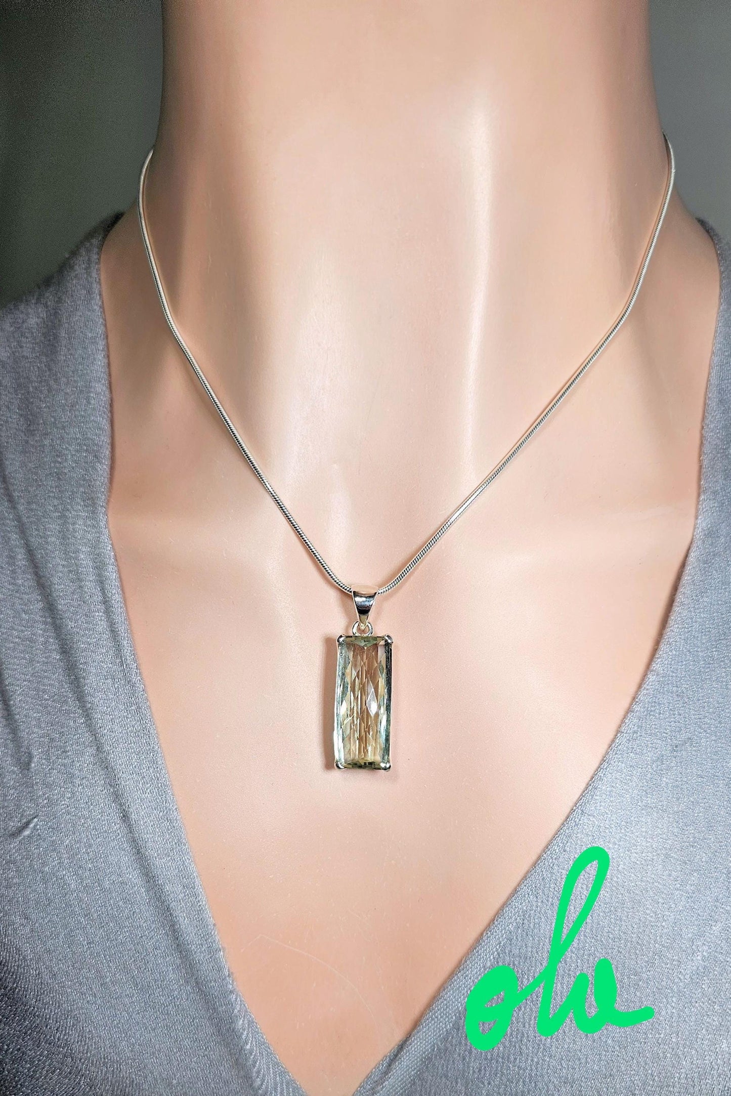 Silber Anhänger mit Prasiolith