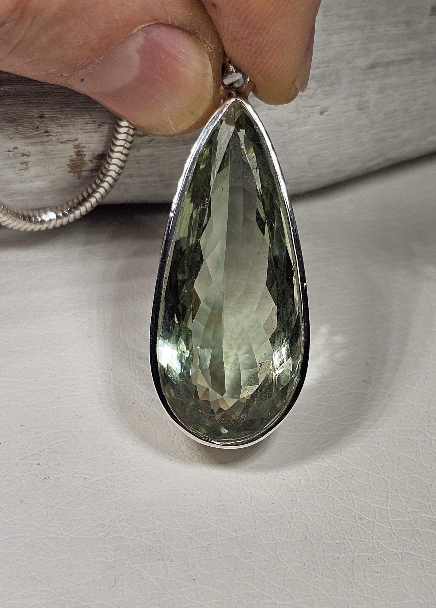 Silber Anhänger mit Prasiolith