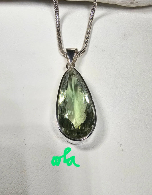 Silber Anhänger mit Prasiolith