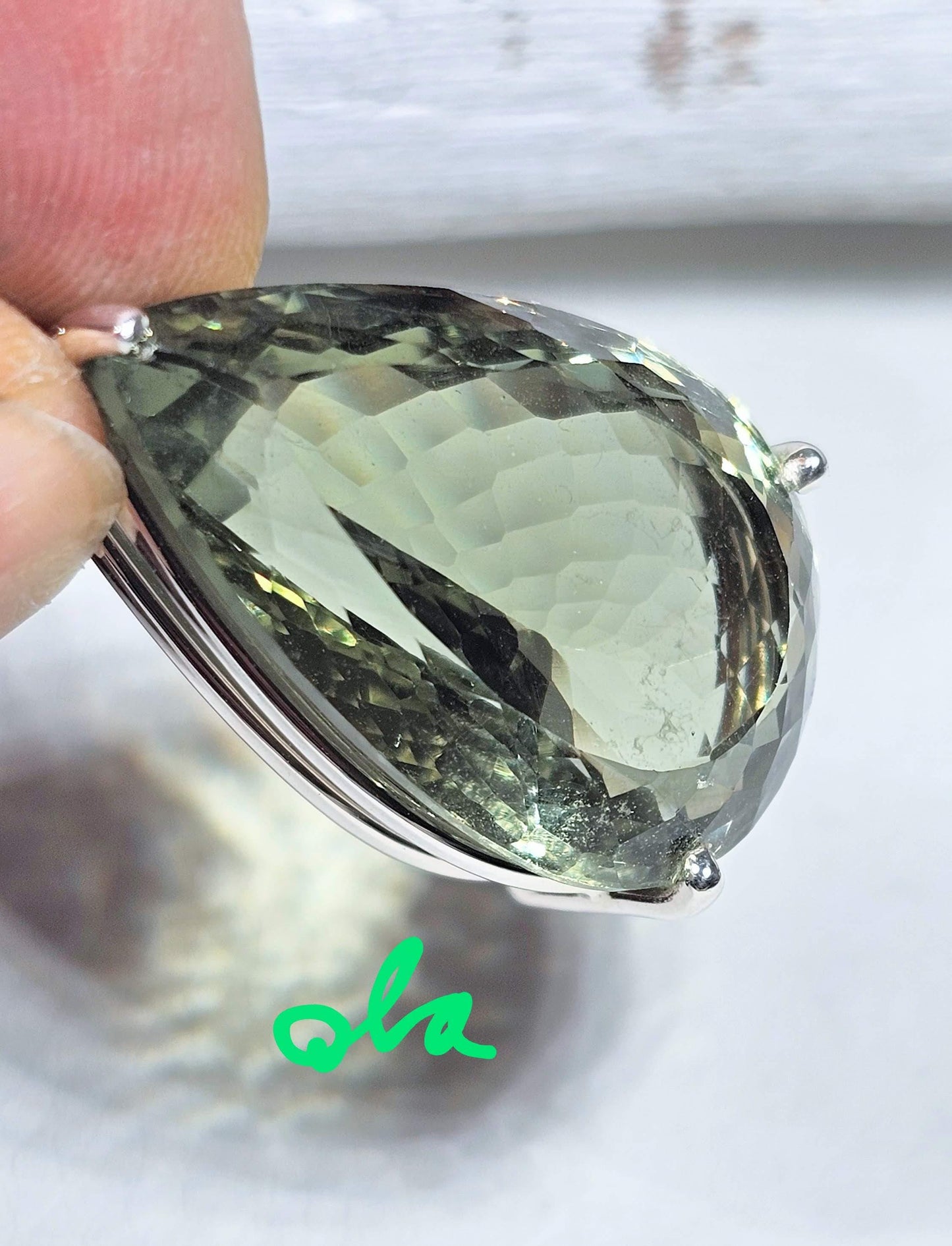 Silber Anhänger mit Prasiolith