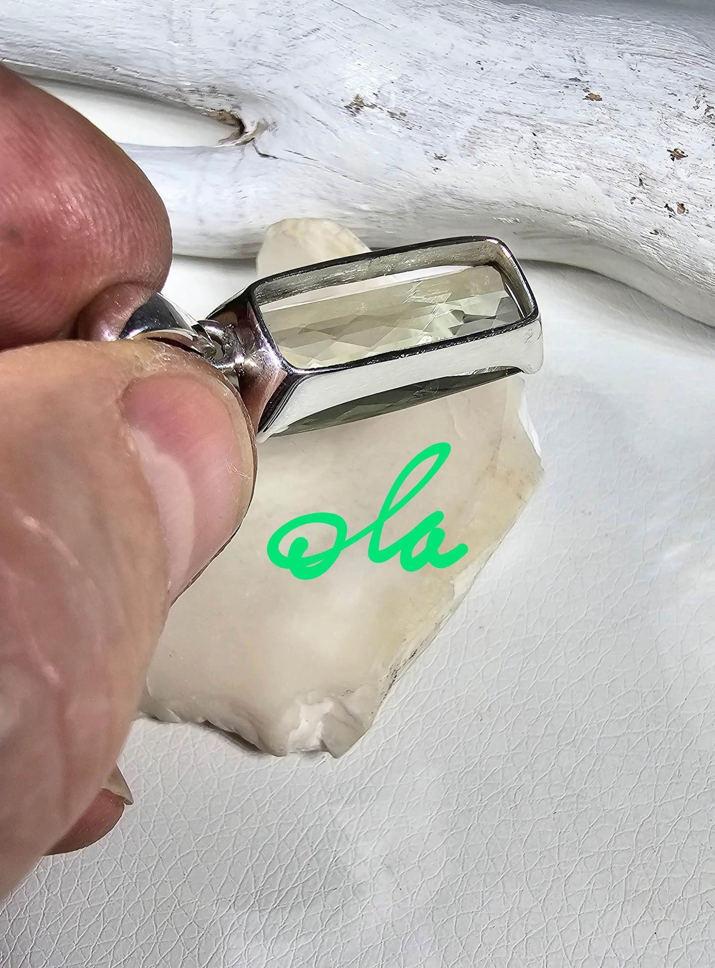 Silber Anhänger mit Prasiolith
