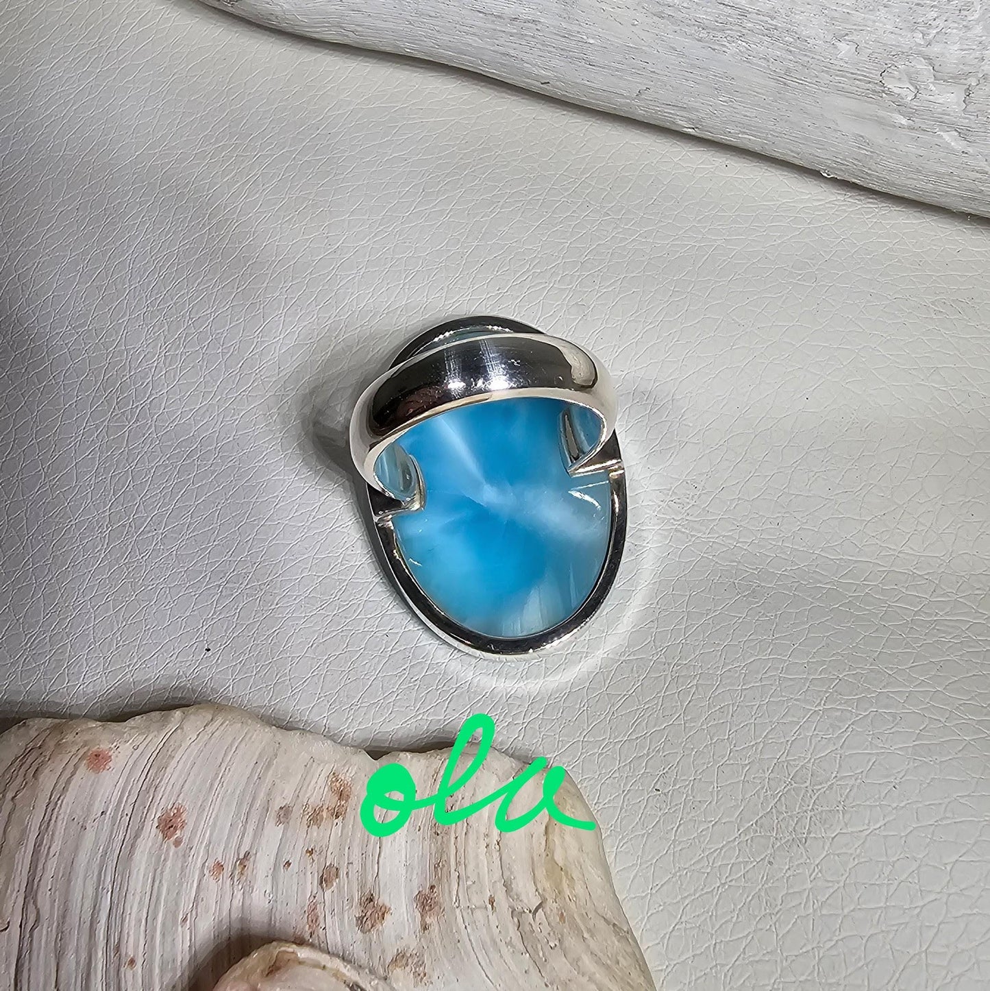 Larimar Ring in Silber gefasst