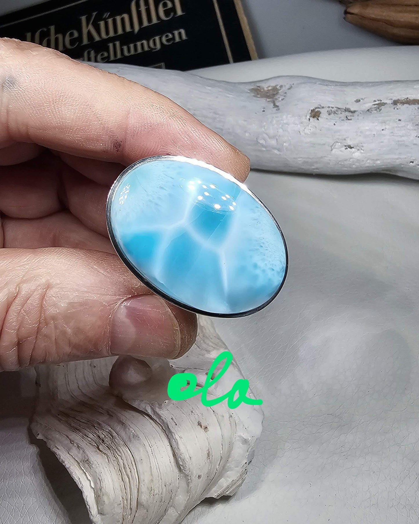 Larimar Ring in Silber gefasst