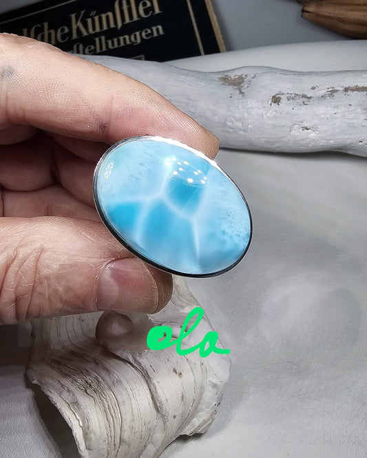 Larimar Ring in Silber gefasst