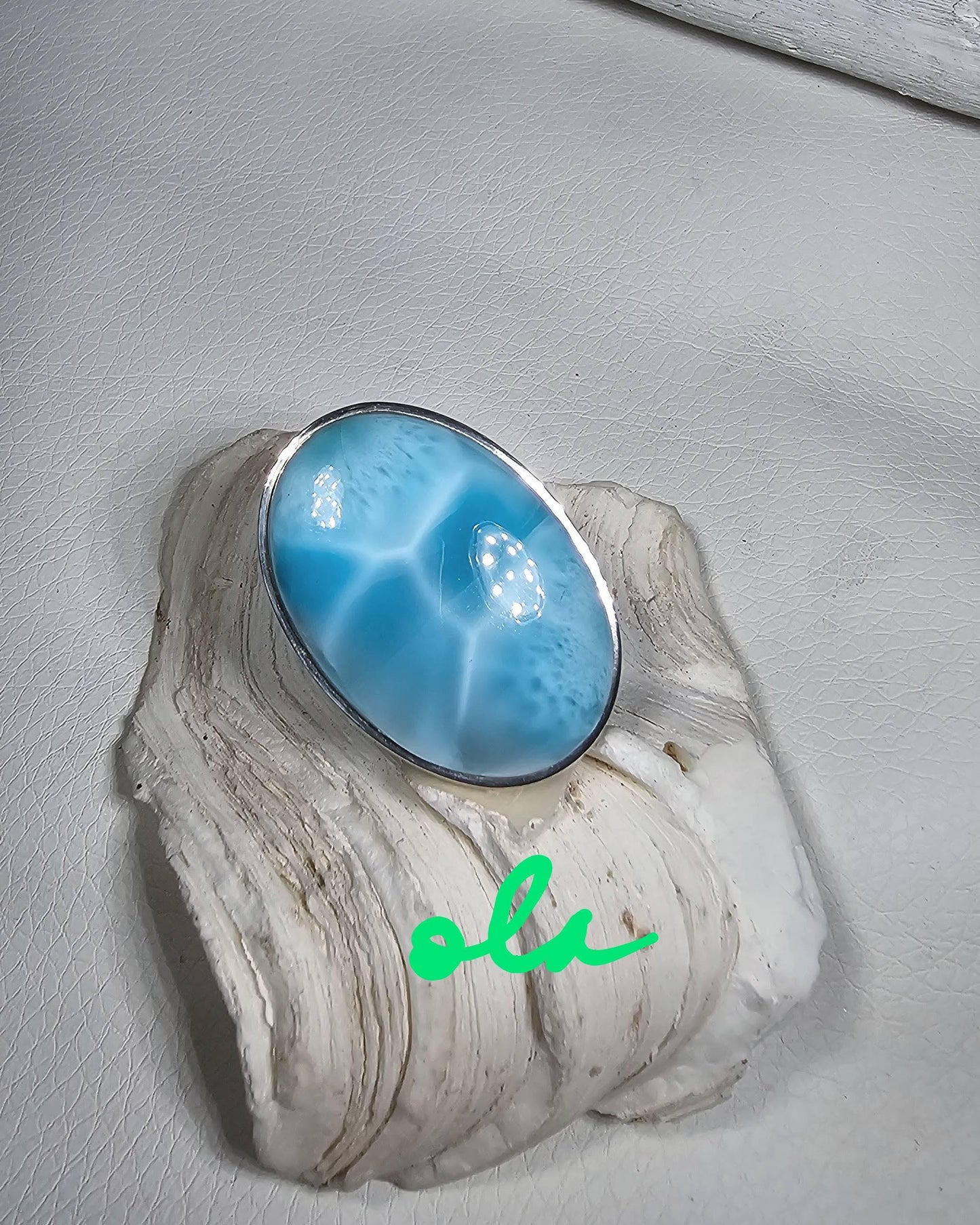 Larimar Ring in Silber gefasst
