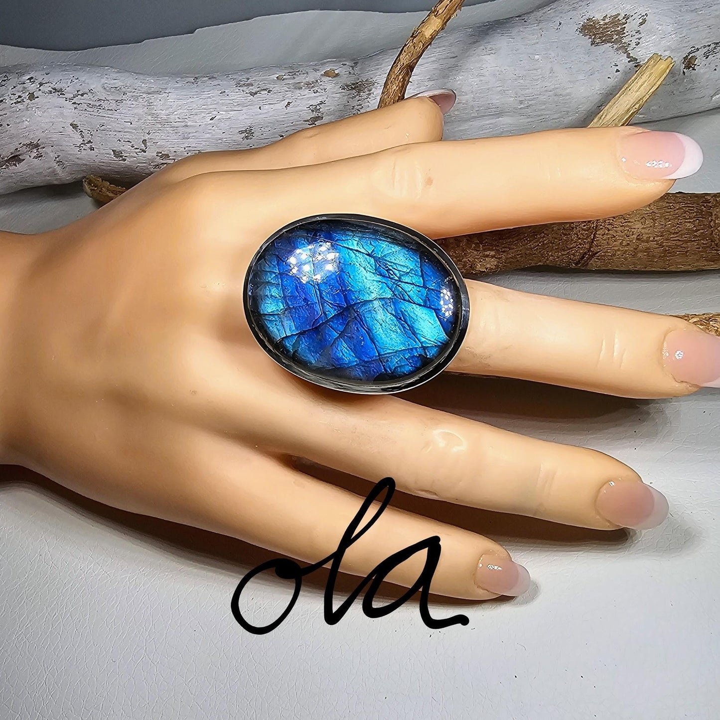 Labradorit Ring in Silber gefasst