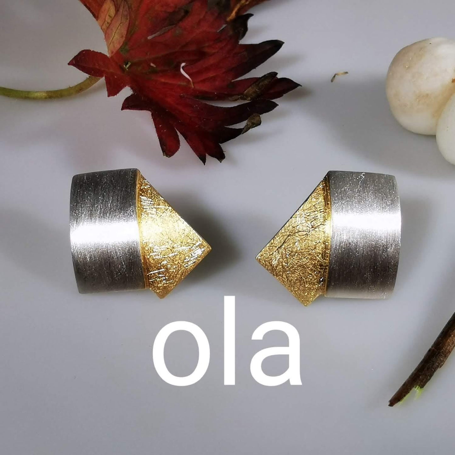 Ohrstecker aus 925 Silber,Bicolor,Teilvergoldet