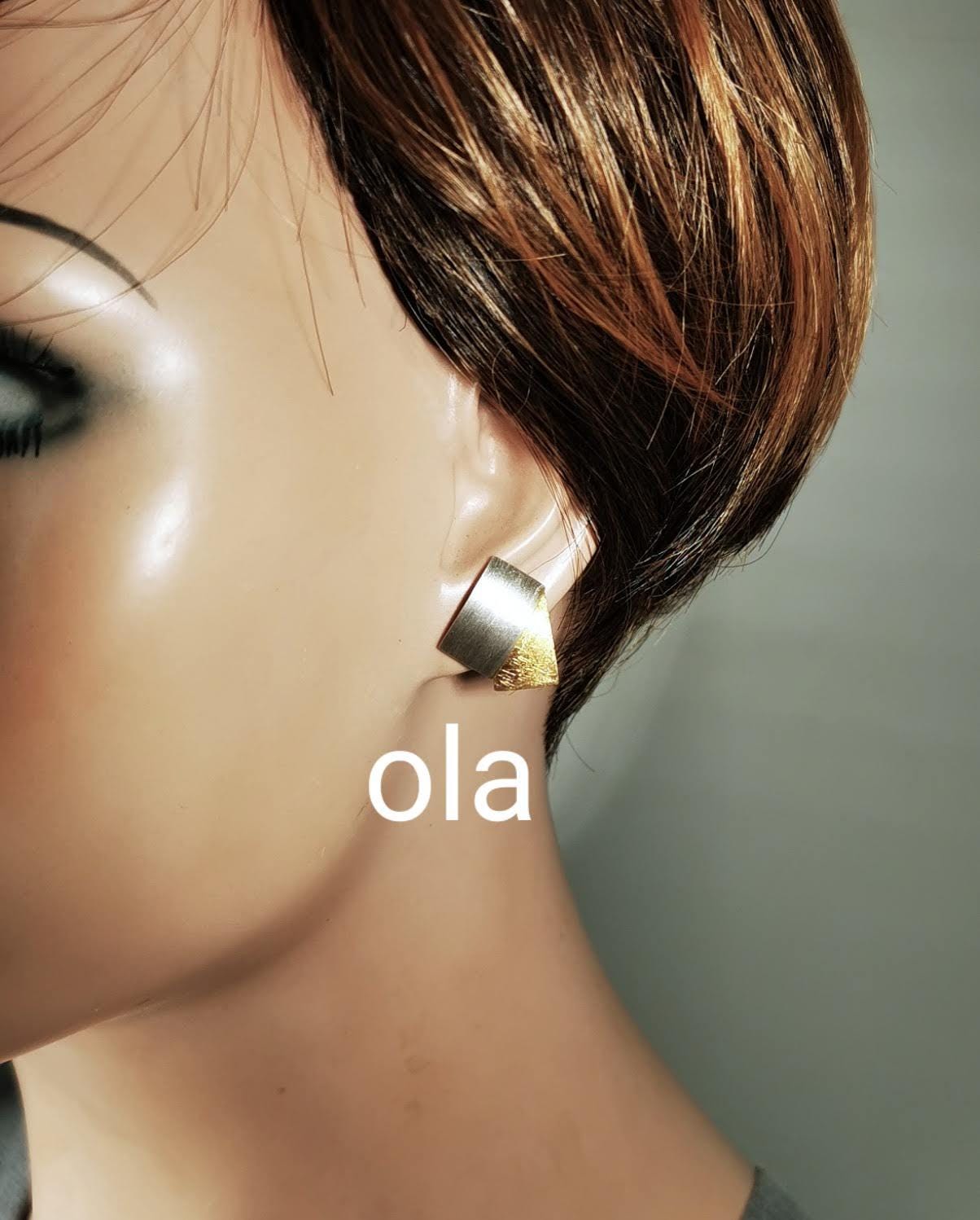 Ohrstecker aus 925 Silber,Bicolor,Teilvergoldet