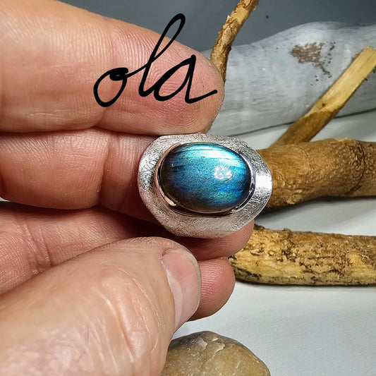 925 Silberring mit Labradorit