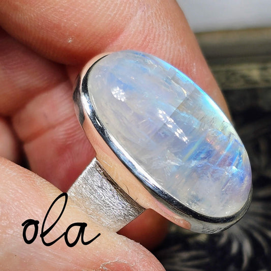 925 Silber Ring mit Mondstein