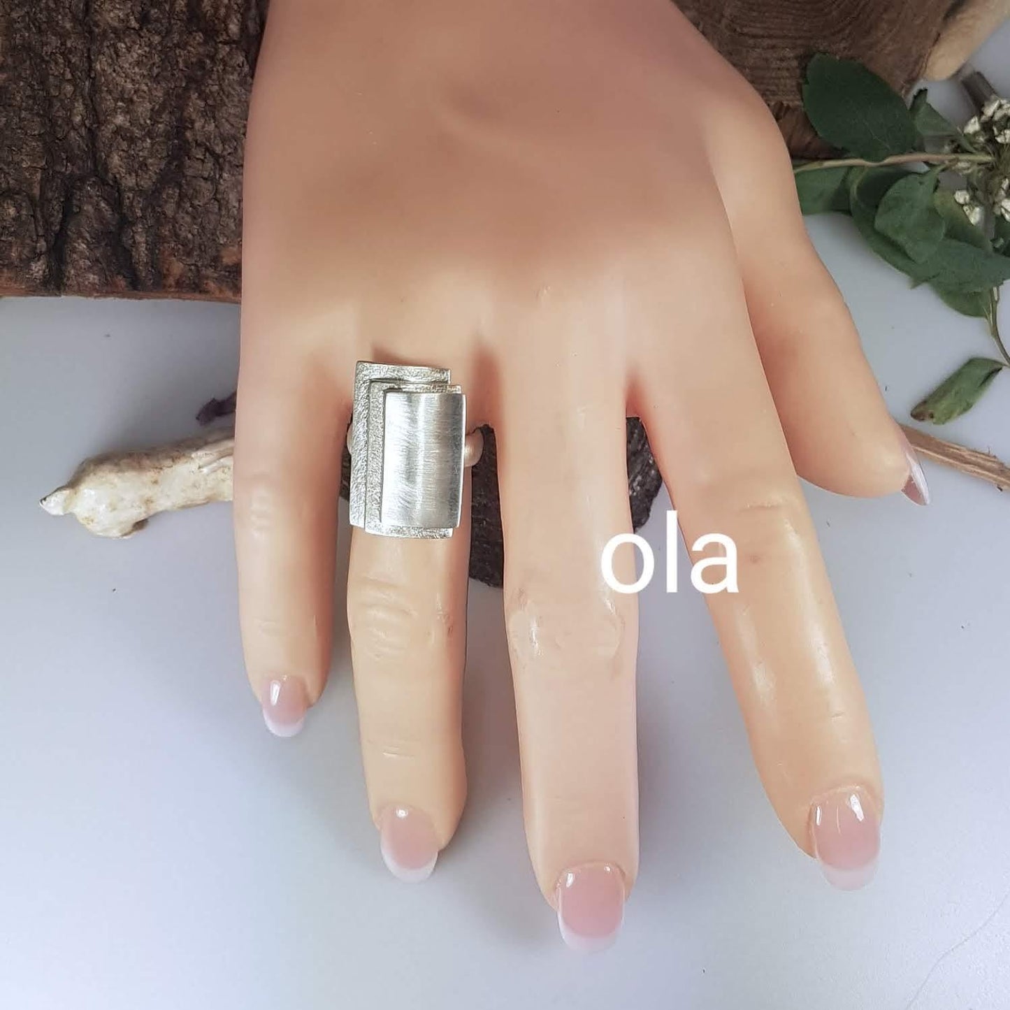 Rechteckiger Ring aus 925 Silber