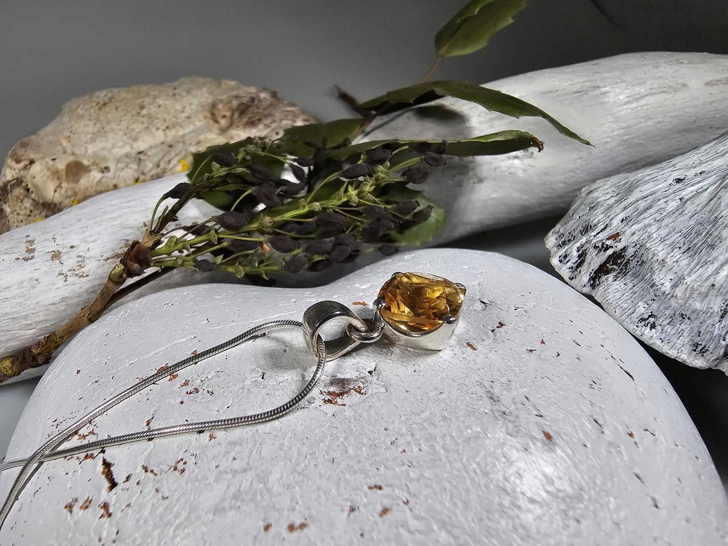 Citrin Anhänger in Silber 925 gefasst